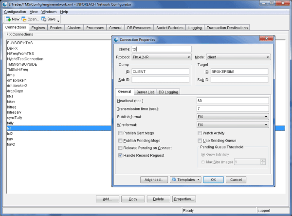 FIX Engine Network Configurator