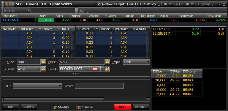 Indications of Interest (IOI) In TMS Market Depth